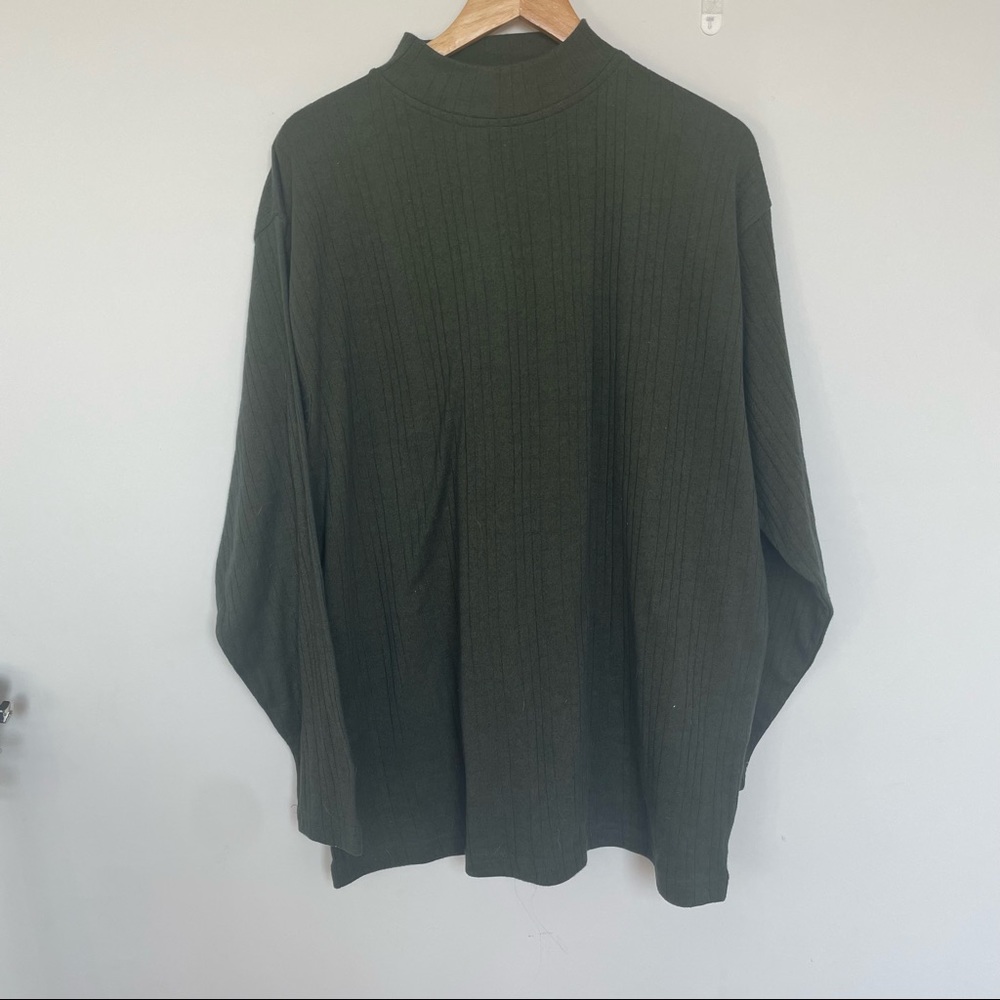 Mens Mock Turtleneck Hagar Ribbed Olive green XL